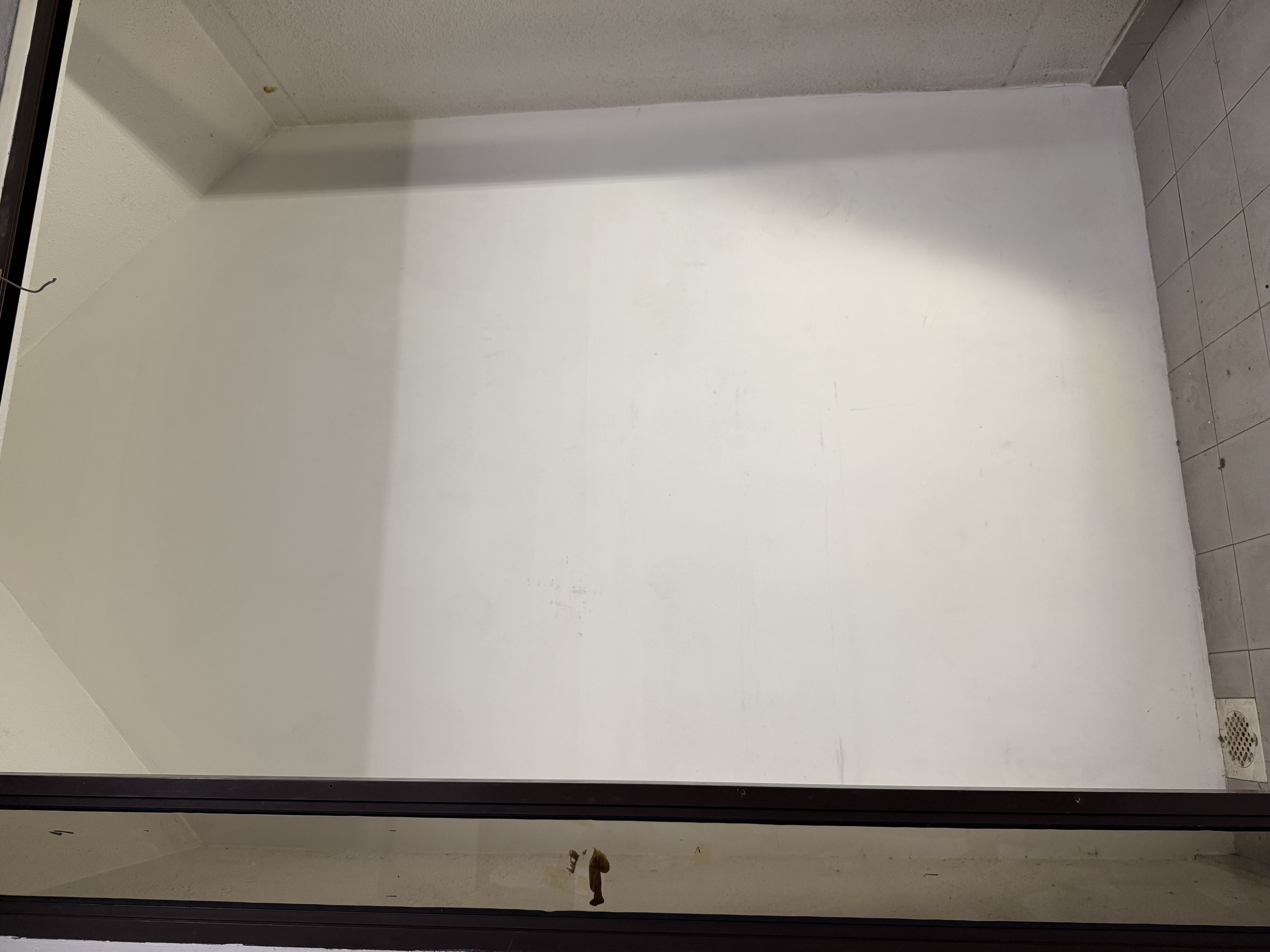 Interior partition wall in a Pasir Panjang landed-property unit, stripped back before renovation work begins.