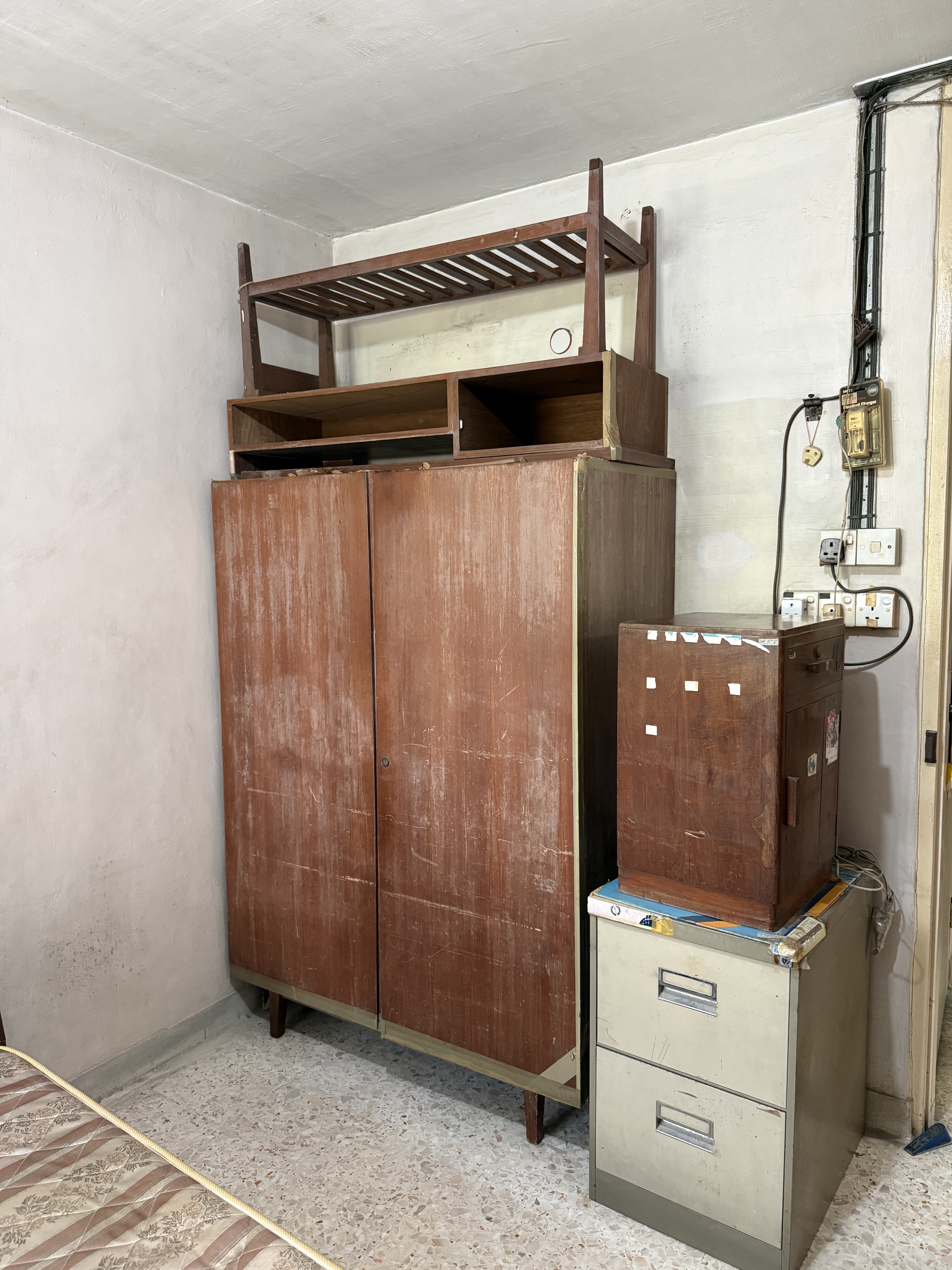 Disposal of old wooden wardrobe and filing cabinet from a residential unit in Ang Mo Kio.
