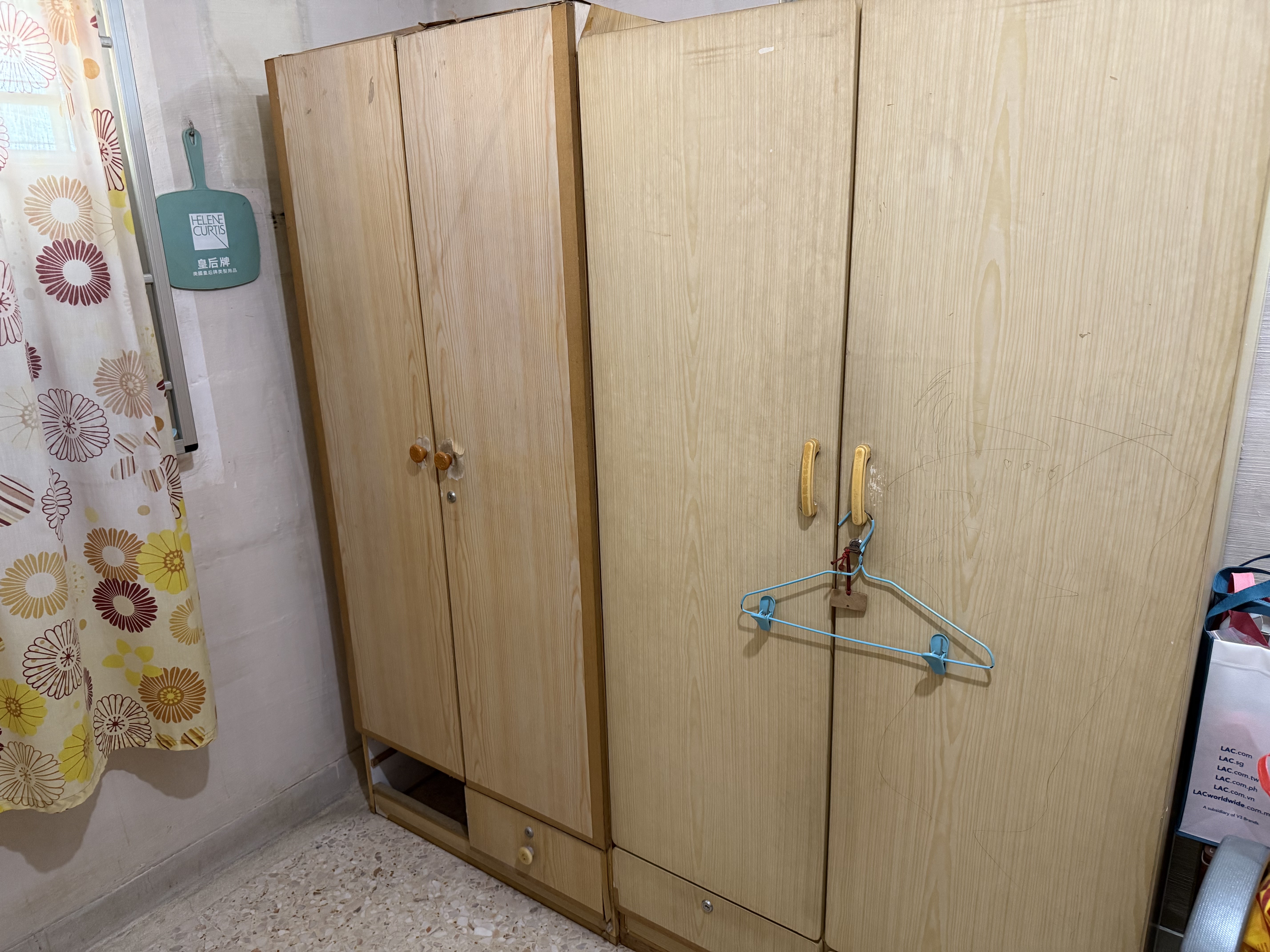 Two light wood wardrobes being cleared in Ang Mo Kio, residential junk removal.